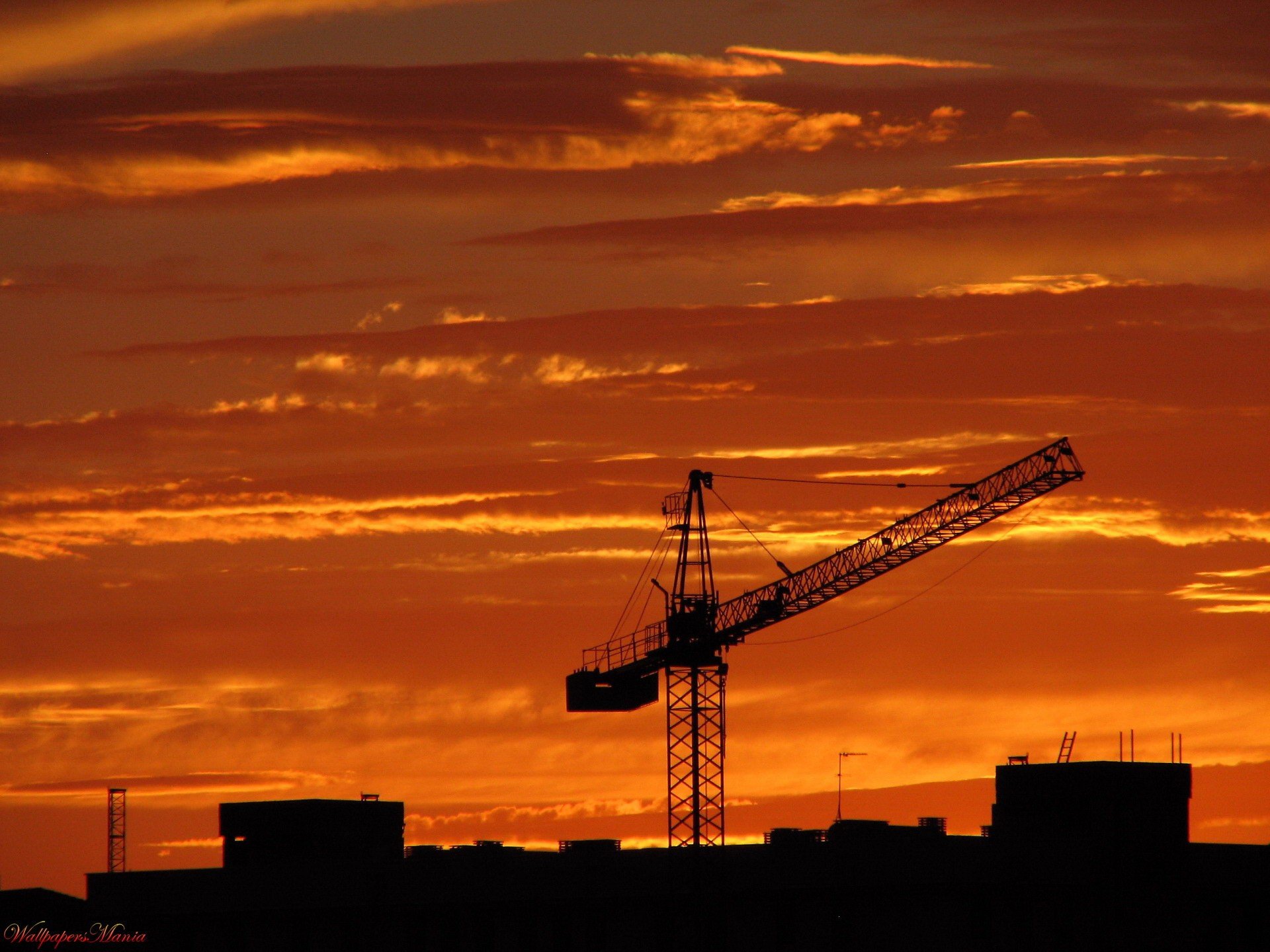 construction crane sunset