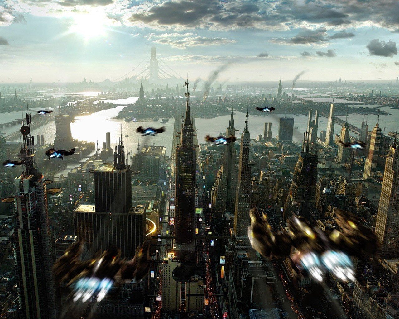 villes science-fiction gratte-ciel