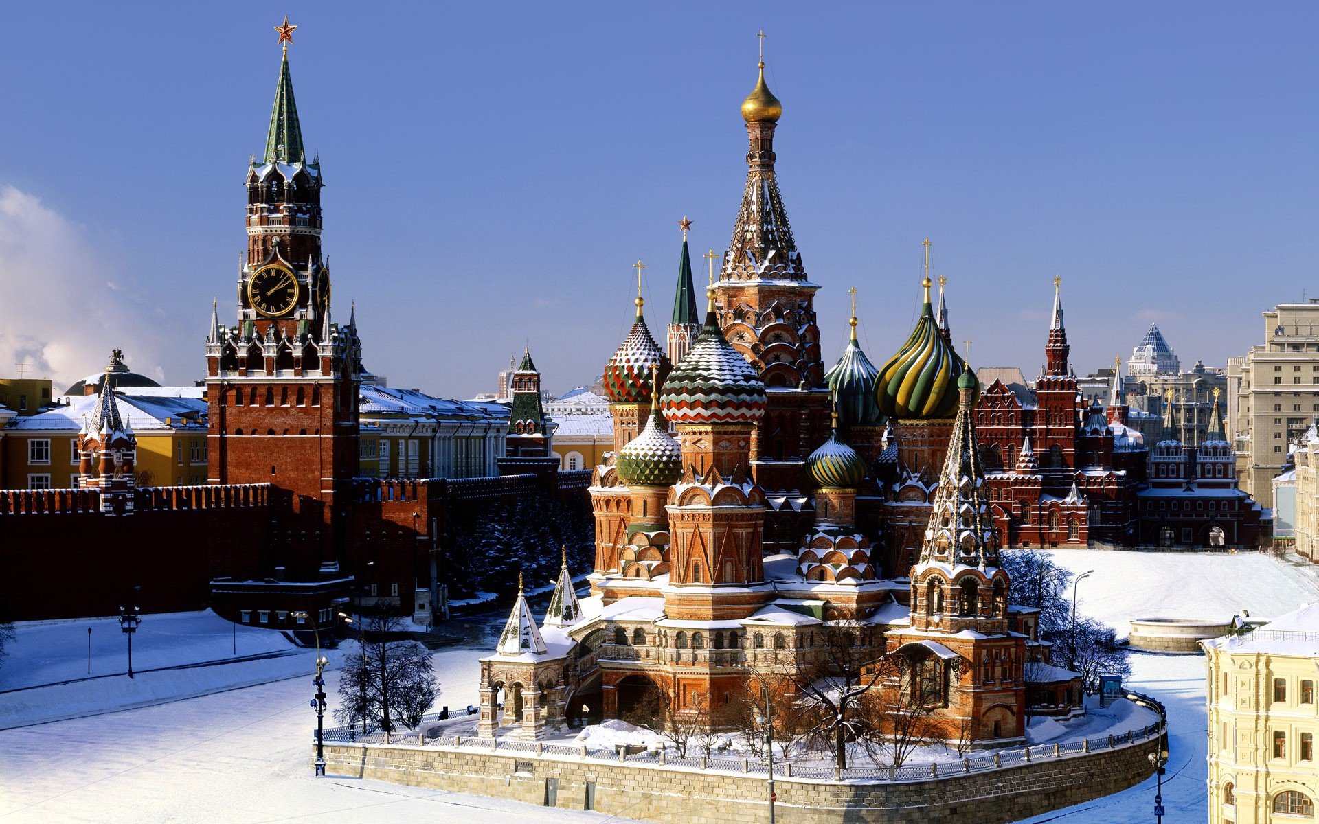 moscow kremlin winter snow St. basil s cathedral pokrovsky cathedral