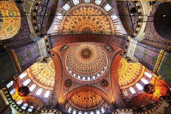 Turkish Mosque close-up view of the ceiling