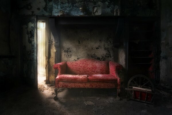 Ancient room, sofa, background