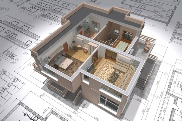 House plan with the distribution of rooms with design