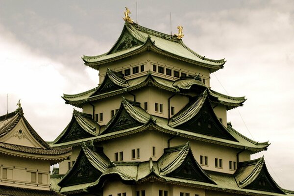 The roof of the building in Asian style