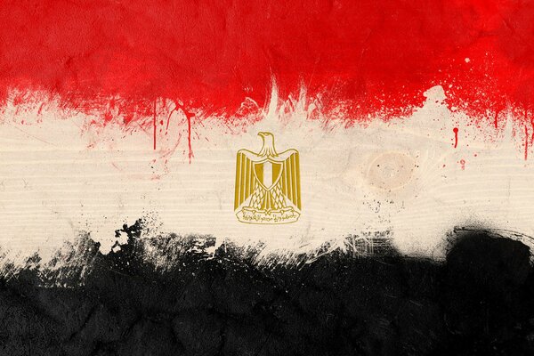 Нарисованный флаг египта с символом орла внутри