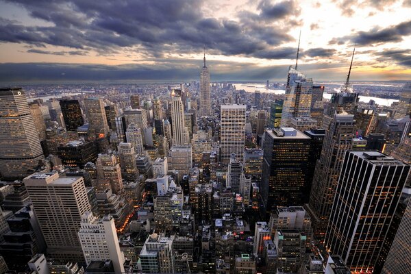 Rascacielos de nueva York a vista de pájaro