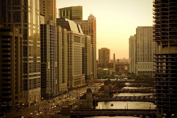 Gratte-ciel e moderne dans une grande ville, Amérique