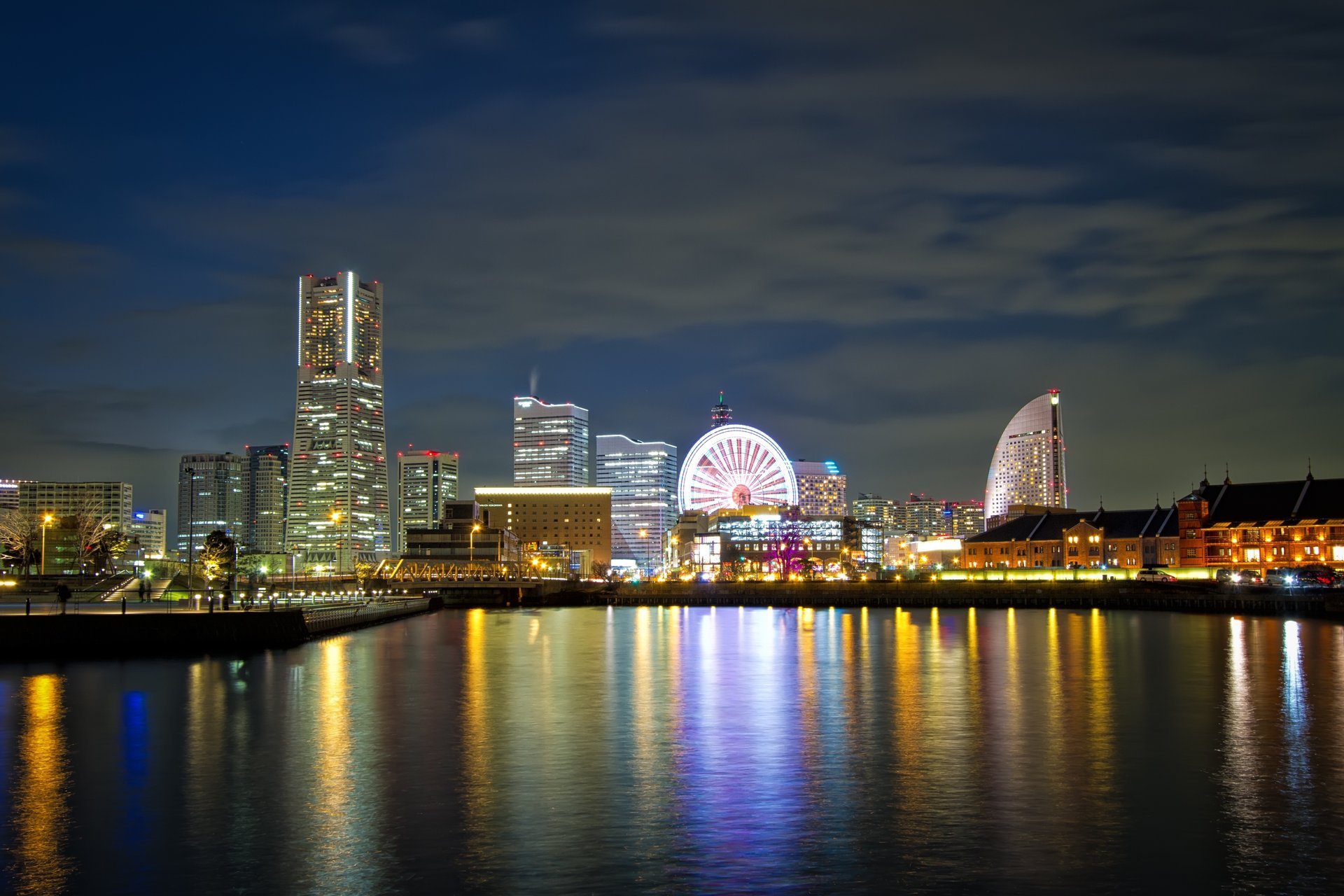 ville yokohama japon lumières nuit