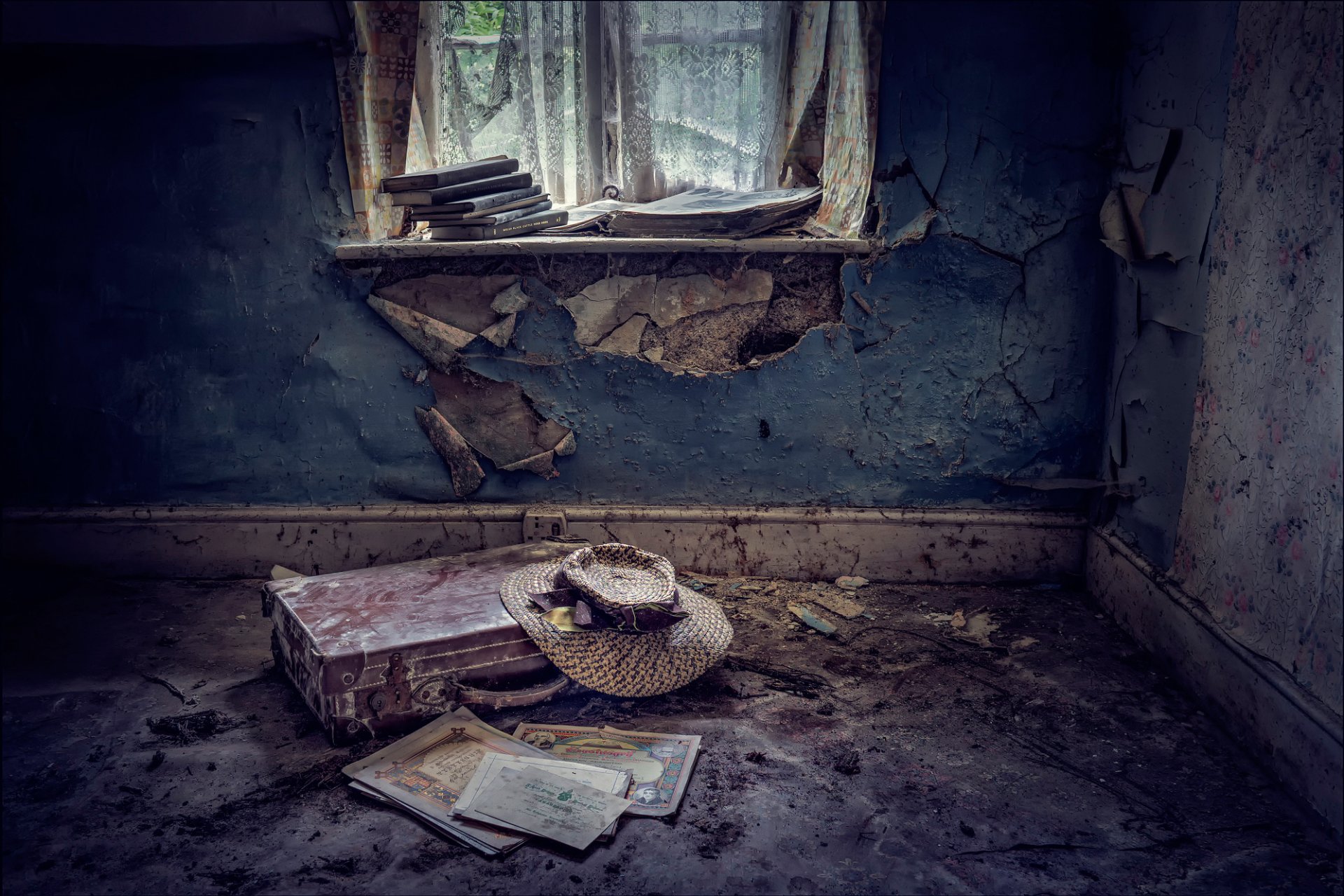 abandoned hat bag room