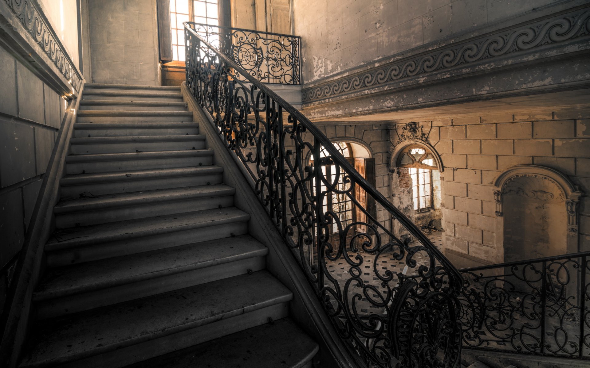 escalier mur fond