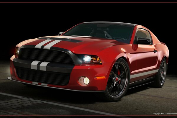 Rotes Mustang-Auto in 3D