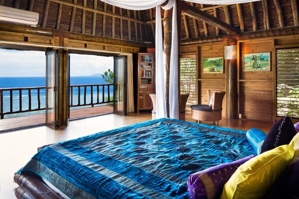 Comfortable bedroom with ocean view