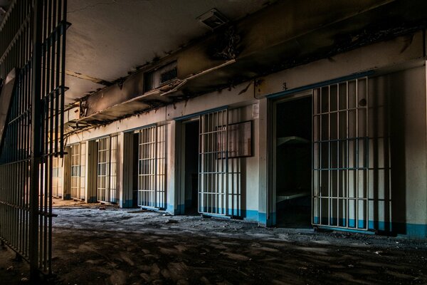 The interior of the prison is empty in the cells