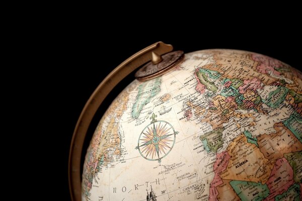 Partie du Globe avec des vues de différents pays
