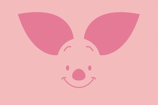 Fersen auf rosa Hintergrund mit dunklen, einmaligen Ohren und einem Lächeln