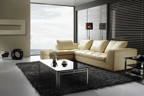 Stylish design of a room with a large window