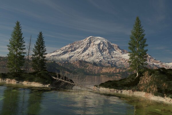 Paysage de montagne et lac