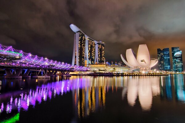 Stadt in der Nacht Singapur