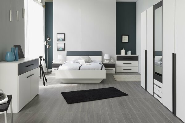 Dormitorio interior en estilo minimalista