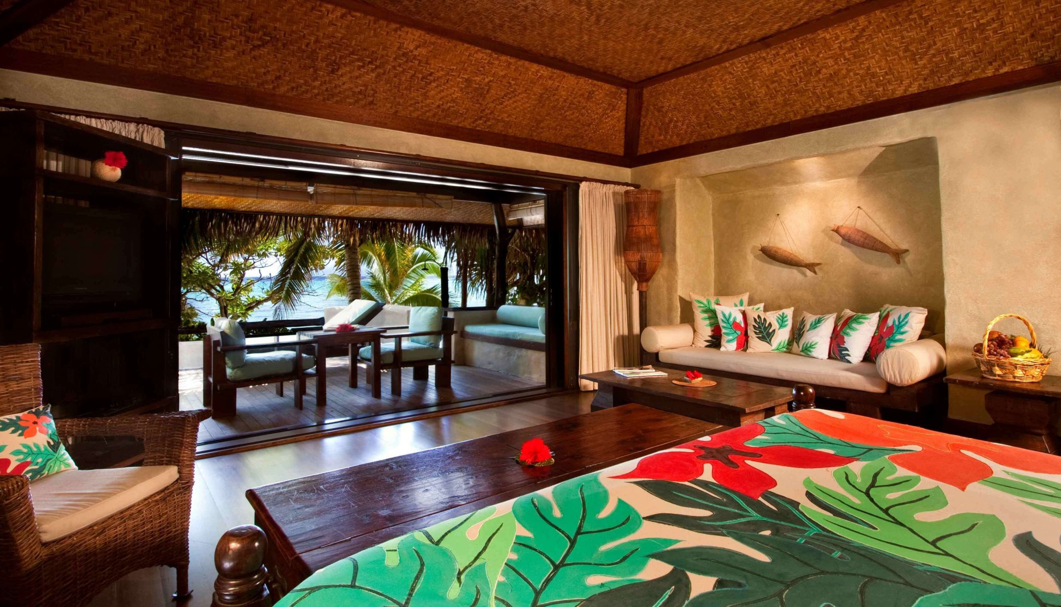 interieur stil design hotel bungalow pacific resort aitutaki premium am strand tagsüber