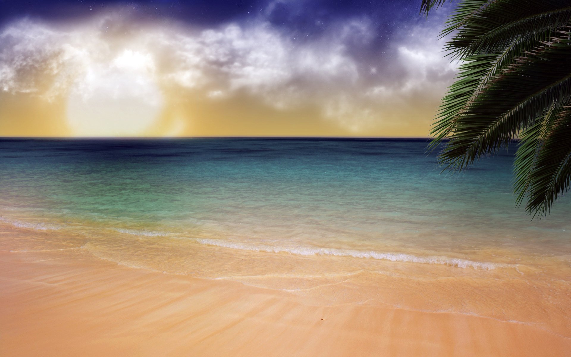 strand sonnenuntergang palme sand ozean insel traum