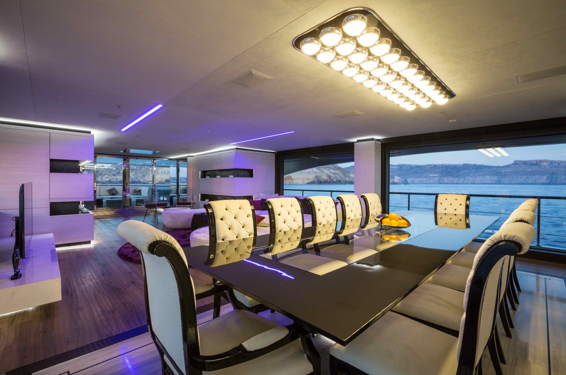 interior style design yacht suite salon dining