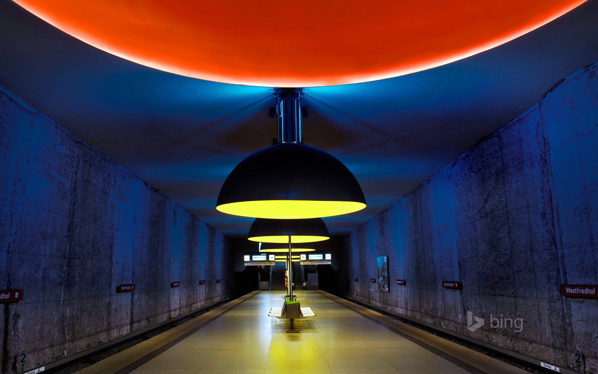 munich westfriedhof estación metro túnel banco lámpara