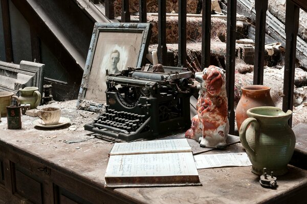 Devastation in the house. Dust and debris. Window