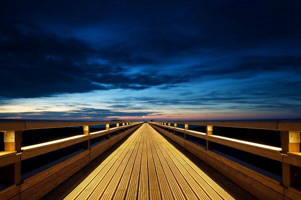 Endless bridge going into the sunset