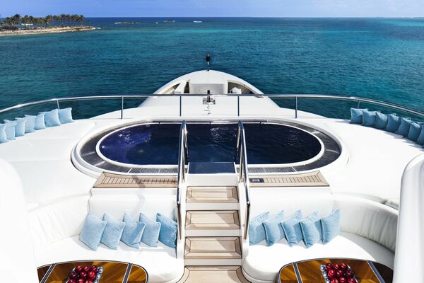 Sea view from the deck of the yacht