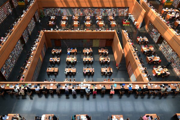 Big Chinese Library with people