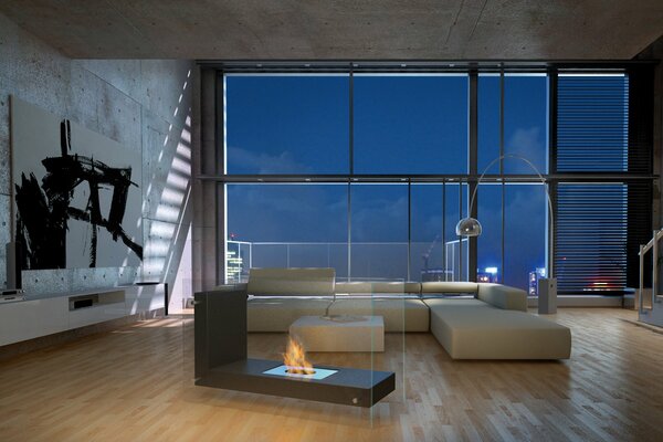 Wohnzimmer im Loft-Design-Stil