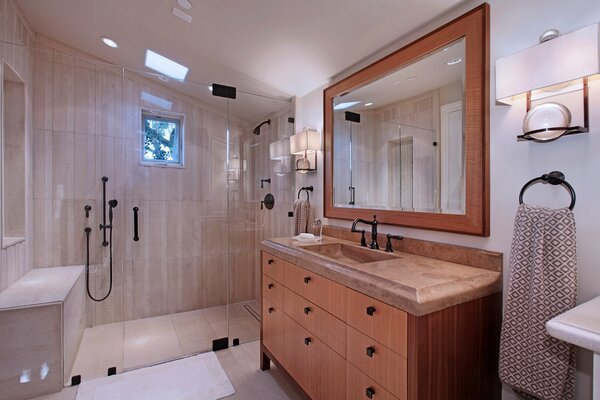 Spacious bathroom with shower