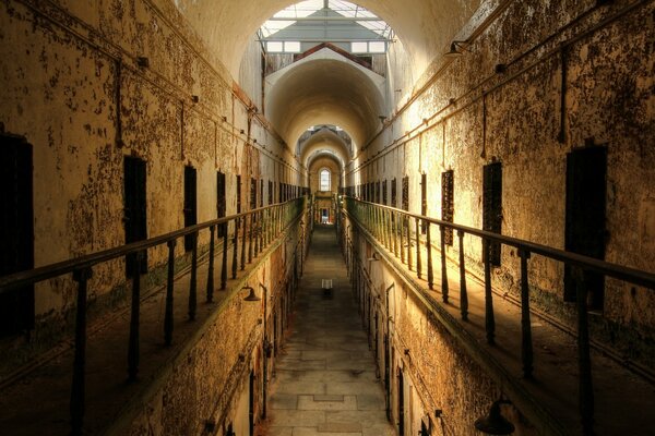 A prison with gloomy cells and interior