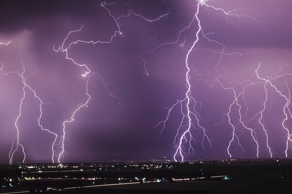 View of lightning at night