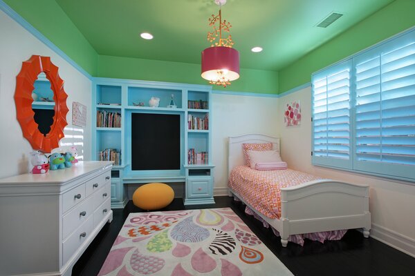 Interior minimalista para el dormitorio de los niños