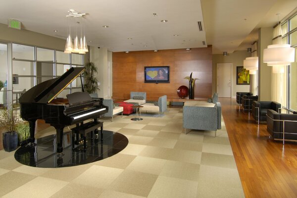 The interior of the living room in the villa. Piano Italy