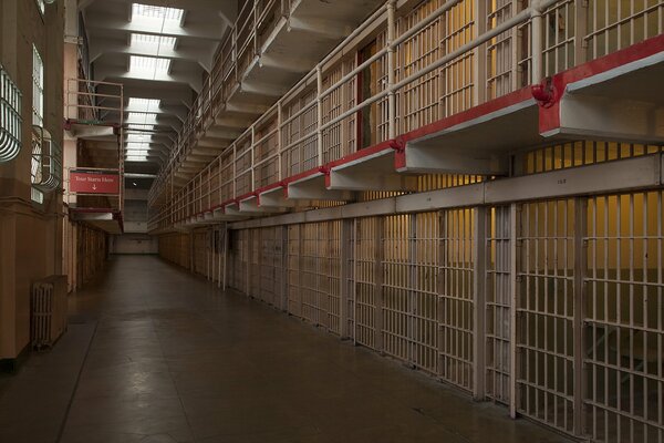 Prison cells. Metal grilles