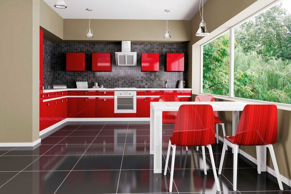 Stylish design of the kitchen room