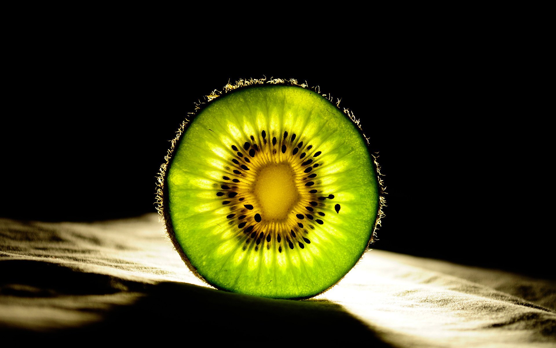 círculo kiwi fruta lóbulo verde