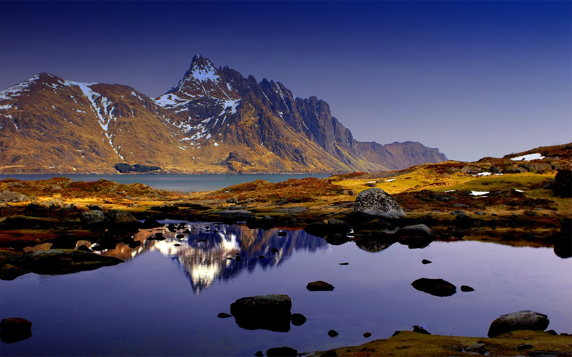 blau berge himmel natur wasser steine reflexion