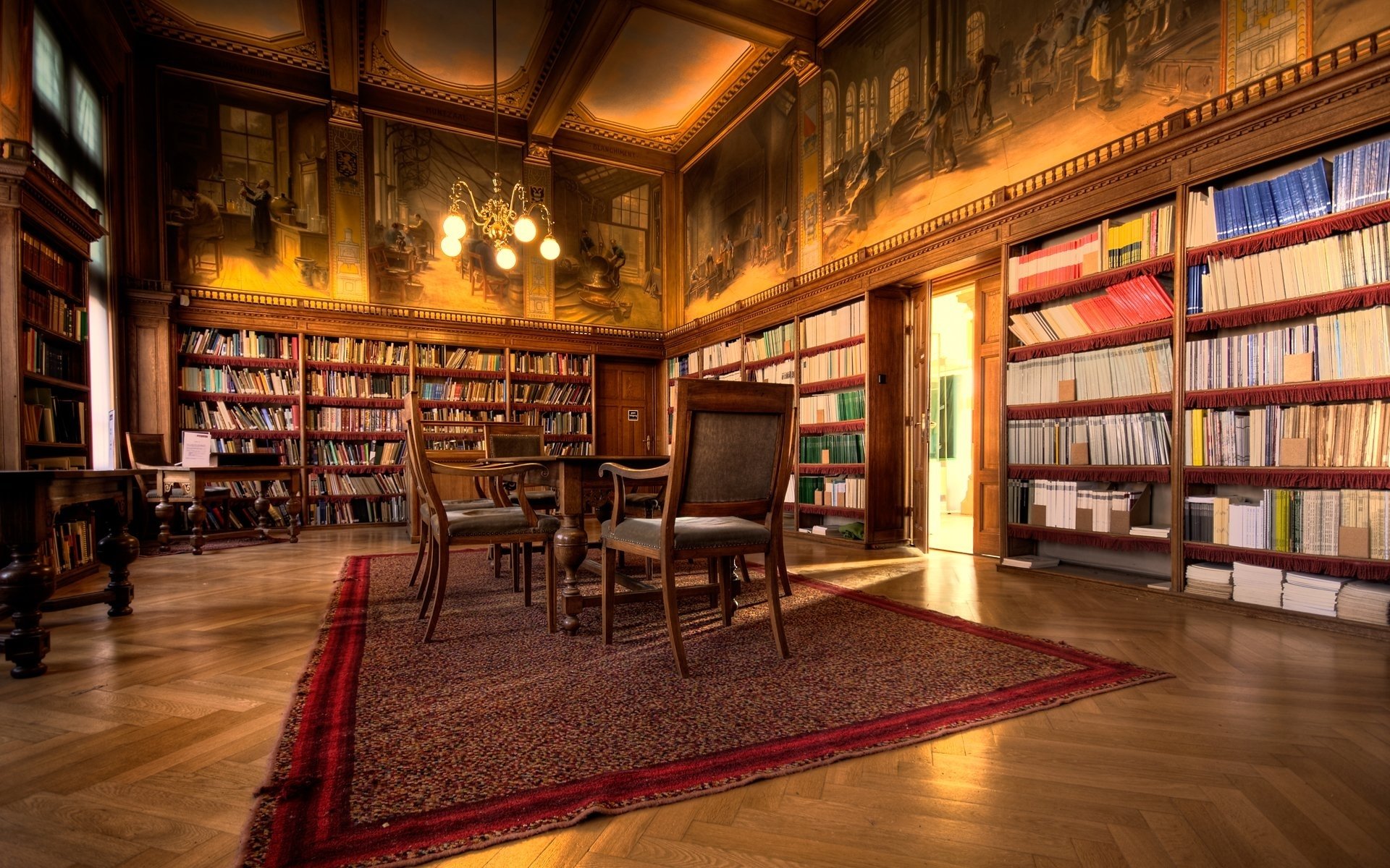 library table chairs book