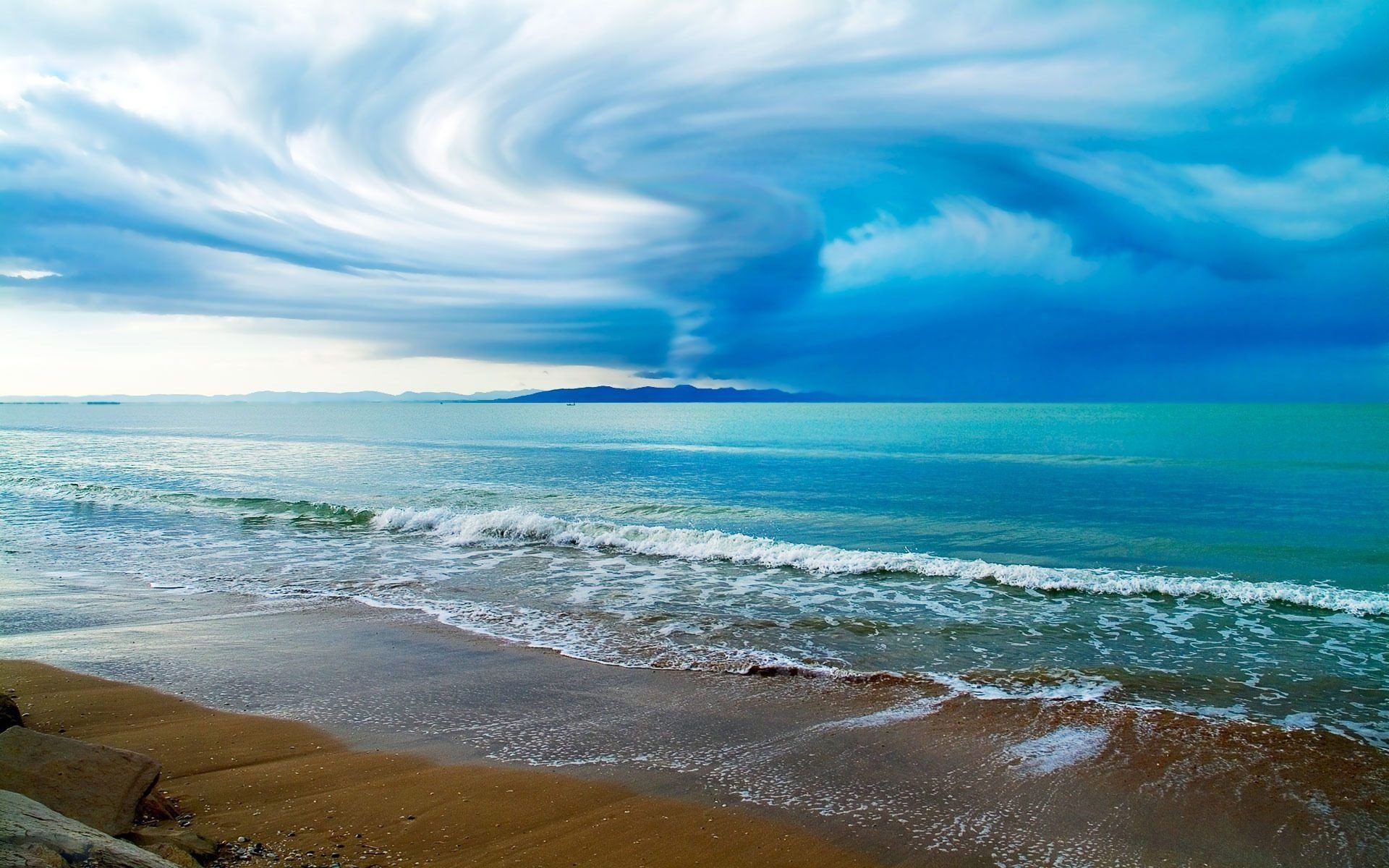 mer plage nuages