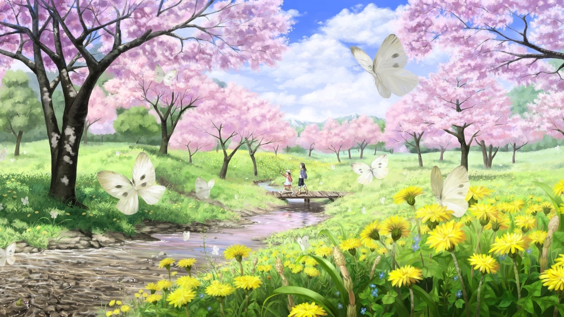 pring landscape mood butterfly