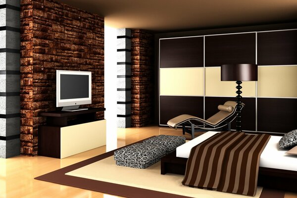 Chambre High-tech dans des tons sombres