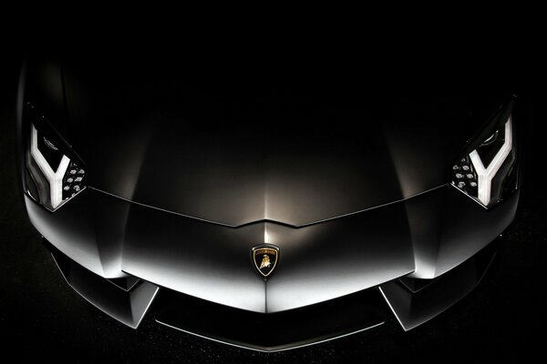Schwarzer Lamborghini auf schwarzem Hintergrund