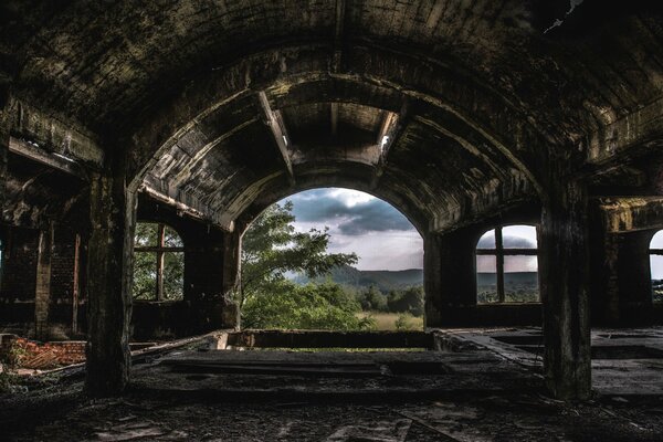 Abandoned ruined house in the woods