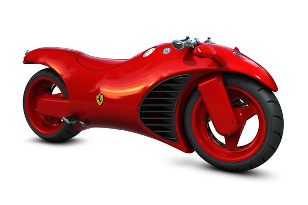 Red futuristic 5th generation ferrari motorcycle