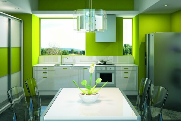 Sala de cocina con un diseño interior elegante