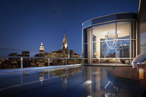 Urban style. Penthouse with swimming pool