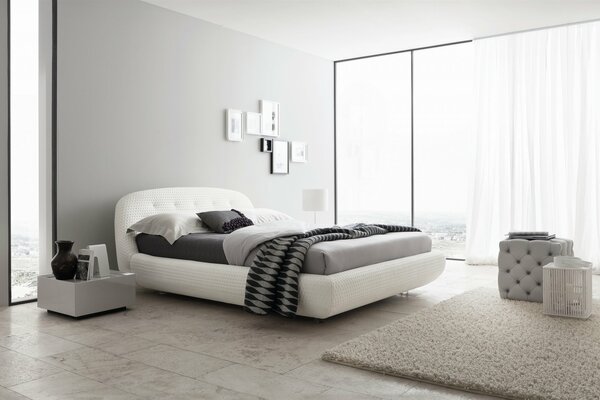 Modern bedroom with panoramic windows